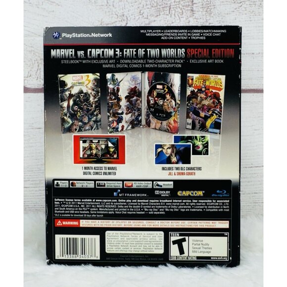 Marvel Vs Capcom 3 Fate of Two Worlds (PS3, 2011) Special Edition Steelbook USED - Picture 2 of 9